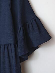 EMERY ROSE Camisa casual de verano de unicolor con cuello en V y bajo con volantes, para tallas grandes, verano