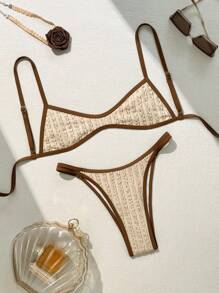 Swim Vcay Bộ đồ bơi bikini gợi cảm dây mảnh mùa hè Swim Mod dành cho nữ, đồ bơi bó sát thường ngày vải kết cấu tương phản 2 mảnh - Nhiều màu - Xem 1