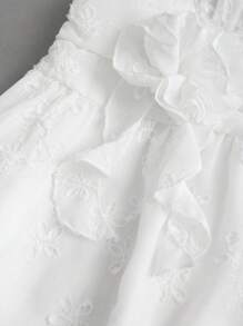 Sweetra 纯色双色法式优雅提花蛋糕裙摆花卉装饰吊带修身优雅迷你连衣裙