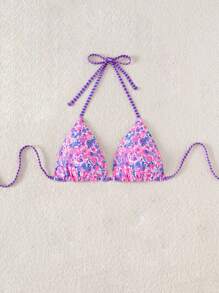 Swim Mod 1 件女士沙滩装可爱碎花细肩带露背比基尼上衣 - 彩色 - 查看 6