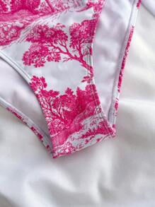 SHEIN Leap Crew 少女度假碎花侧蝴蝶结装饰休闲连体泳衣（含罩衫裙）