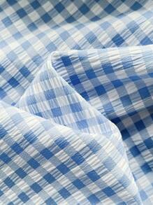 Chiquease Women's Summer Off-Shoulder Frill Hem Plaid Belted Midi Dress