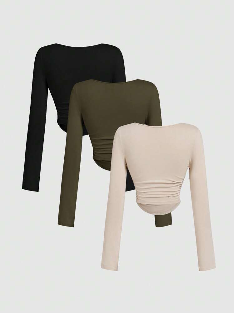 Women Two-Piece Outfits - Army Green - View 2