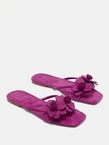 CUCCOO CHICEST Square-Toe Comfortable Flower Design Simple And Versatile Ladies Flat Sandals For Summer Vacation Shoes Summer Elegant Sandals Spring Shoes Spring Break Easter