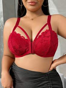 SHEIN Plus Size Sexy Solid Color Lace Patchwork Lingerie