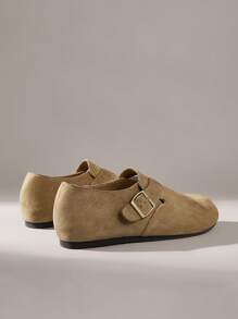 Solecia 女士纯色金属装饰简约平底乐福鞋，日常休闲穿着