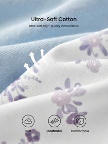 LUVLETTE Bộ 3 quần lót nam cạp vừa in họa tiết hoa cotton mềm mại thoáng khí cho nữ - Quần lót ren - Nhiều màu - Xem 3