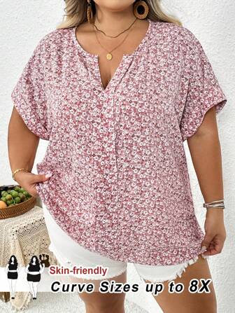 SHEIN CURVE+ Damen Große Größen Sommer Urlaub Paisley Muster Lässig Lose Dolman Ärmel Hemd, Nashville Bekleidung, Frühlings Boho Urlaub/Land/Strand Urlaub Outfits/Strand Outfits/Strand Bekleidung