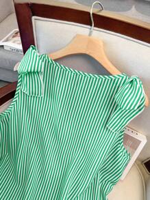 GlowEve CURVE Blusa casual elegante a rayas para mujer de talla grande, adecuada para primavera y verano - Verde - Ver 3