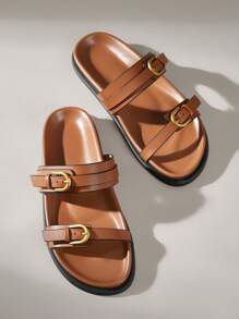 Solecia Women's Fashion Brown Comfortable Flat Beach Sandals