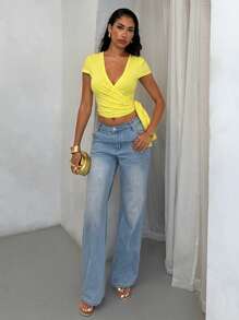 Glamine Débardeur réversible à nœud jaune pour femmes, convient pour les vêtements d'été et d'automne des femmes, retour à l'école