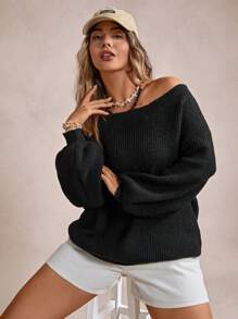 Freevana Plus Size Spring Summer Autumn Winter Bowknot Tie Design Cute Elegant Warm Comfortable Ballet Style Oversize Off-Shoulder Slimming Ladies Sweaterbusiness Casual Woman, Holiday Outfits, Country Sweater Tops