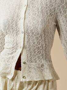 MISSGUIDED Luxury Crochet Lace Cardigan Long Sleeve Peplum Button Up Holiday Wedding Sweater Spring Summer Layering Top Fall Fashion