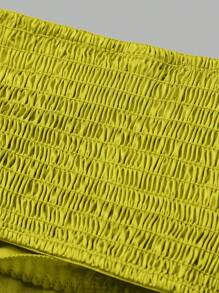 TryMe Dot Mesh Ruffle Tube Top Bandeau Bra - Mustard Yellow - View 3