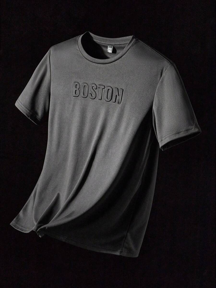 NEON BLANC Men's Letter Pattern Tee, Summer, Streetwear Inspired - Black - View 1