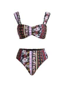 Swim Oasis Women Flower Printed Swimwear Set For Holiday And Beach For Summer Beach Vacation - Multicolor - View 7