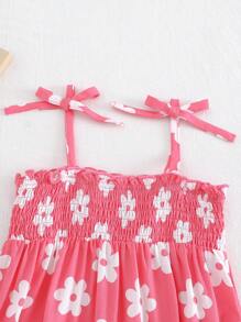 Cozy Pixies Baby Girl Floral Print Strap Waist Jumpsuit - Multicolor - View 5