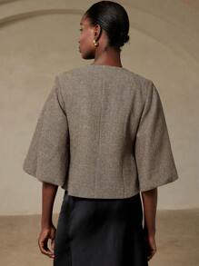 Aveloria Rosie 优雅复古法式女式浪漫约会奢华高端设计人字形圆领短款灯笼袖收腰金属纽扣西装外套