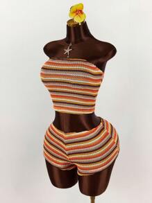 Amplova Women Two Pieces Outfits For Daily Wear - Orange - View 1