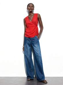 Maija Blusa de mujer con lazo envolvente y asimétrico, nueva para otoño/invierno 2025. Elegante, urbana, romántica y refinada, con estilo Y2K, para festivales de música country, viajes, bodas, cumpleaños, negocios, oficina, citas, salidas, aeropuerto, regreso a la escuela, otoño/invierno