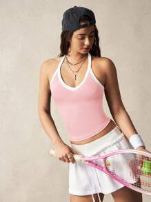 VARSIVA 撞色修身运动露背上衣 - 彩色 - 查看 6