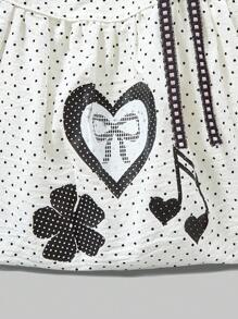 ROMWE Anime 优雅蝴蝶结和复古心形女士斜挎包，简约波尔卡圆点花朵音符大号手提包，可容纳笔记本电脑，适合日常通勤 - 白色 - 查看 4