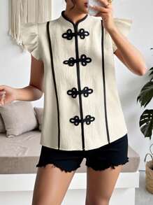 Elenzga Camicetta elegante da donna taglia comoda, con colletto a fiocco, texture intrecciata e righe a contrasto, romantica ed elegante