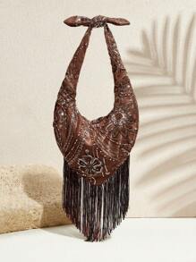 SHECARRY 时尚女士迷人亮片装饰单肩包 - 咖啡 - 查看 1