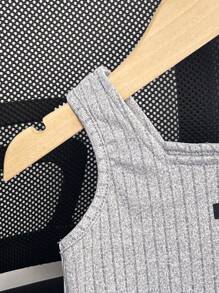 SHEIN Girls/Baby Summer Outdoor Sleeveless Tank Top, Fashion Street Style Casual Comfy Knitted Vest