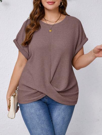 SHEIN Clasi 大码纯色简约休闲圆领短袖T恤