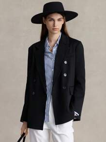 Briarwyn 女士纯色双排扣商务西装外套 女士工作服 女士夏季服装 秋冬季 - 黑色 - 查看 3