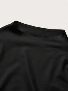 女士纯色立领水钻装饰连体衣 - 黑色 - 查看 5
