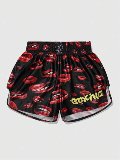 Street Life Men's Street Life Random Lips Print Boxing Shorts