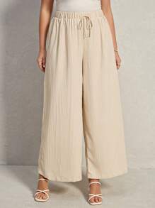 SHEIN LUNE 2 piezas Pantalones casuales de talla grande de unicolor