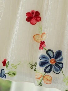 Baby Girls' Sleeveless Embroidered Dress, Sweet Style, Delicate Floral Pattern, Suitable For Holidays, Gatherings, Create An Elegant Little Princess Look - Apricot - View 6
