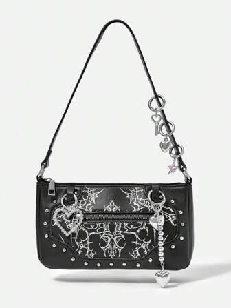 Grunge Punk Bolso de hombro de mujer de moda, minimalista y multifuncional