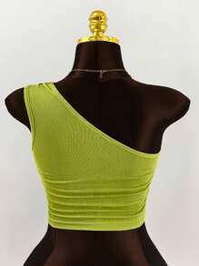 Amplova Plus Size Women's Colorful Beaded Decor Ruched Shoulder Top, Going Out Top Valentine's Day - Green - View 2