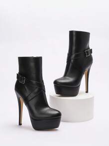 Cuccoo CUCCOO LuxiPop Botas de plataforma con cordones de suela gruesa hasta el tobillo para mujer, impermeables, de tacón alto, botas de moda sexy para discoteca, Halloween, Navidad, fiesta