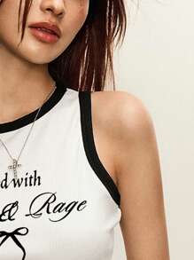 Top sin mangas de cuello redondo de moda para mujer, adecuado para el verano - Blanco - Ver 4