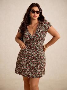 Elaquor Váy hoa giản dị mùa hè cỡ lớn - Nhiều màu - Xem 2