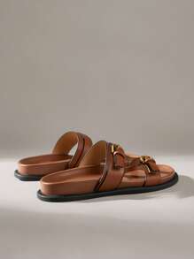 Solecia Women's Fashion Brown Comfortable Flat Beach Sandals