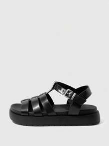 HighSole Damen Mode Schwarz Dicke Sohle Strandurlaub Flache Hausschuhe