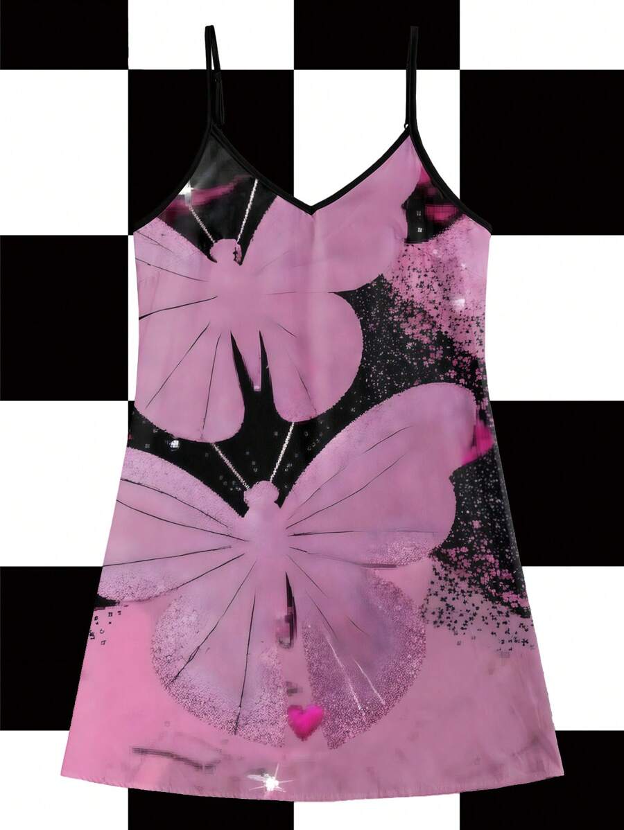BiGraphic Abito estivo casual casual a-line mini per donne in stile Y2K chic da strada, adatto per vacanze, primavera/estate, spiaggia, feste, festival musicali, colore viola e motivo farfalla - Bianco - Visualizzare 1