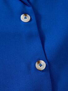 2pcs/Set Tween Girl Floral Print Pleated Slip Dress & Elegant Jacket - Royal Blue - View 5