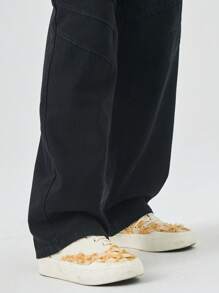 Chillumni Casual Loose Pocket Design Men's Denim Jeans Work Pants For Men - Black - View 5