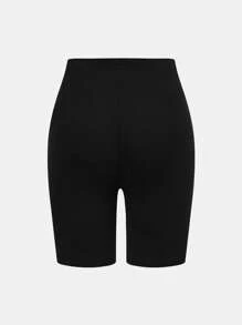 SHEIN Girlism 3 pezzi Leggings aderenti corti casual in maglia nera per ragazze adolescenti, adatti per tutte le stagioni, leggings aderenti per equitazione e sport, leggings versatili di media lunghezza, confezione da 3 leggings a pantaloncino in tinta unita