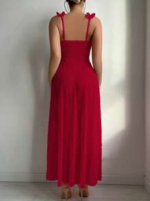 Seduluxe 2-Piece Set: Wedding Lace Contrast Mesh Floral Maxi Nightgown With G-String - Burgundy - View 2