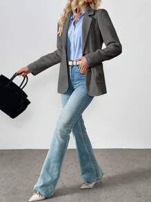 Franclia Áo khoác blazer nữ họa tiết xương cá, áo khoác ngoài mùa thu đông chất lượng cao dành cho nữ, trang phục mùa thu cho nữ. - màu đen - Xem 3