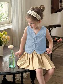 LMoss Kids LMoss 女童编织百搭纯色度假修身休闲上衣