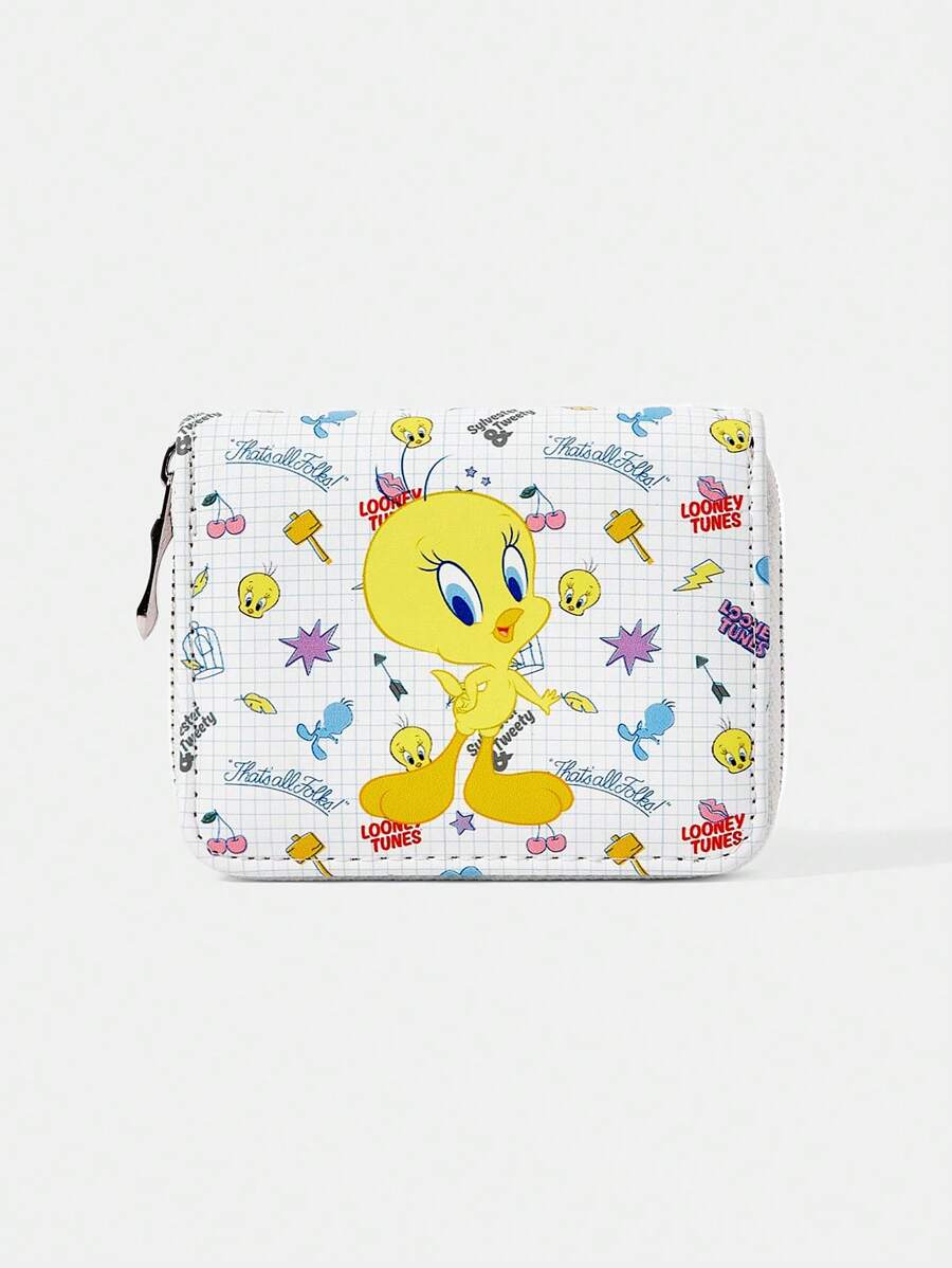 LOONEY TUNES X SHEIN 1pc Cherry, Star, Big Yellow Duck Pattern Simple Zipper Wallet, Women Coin Purse - Multicolor - View 1